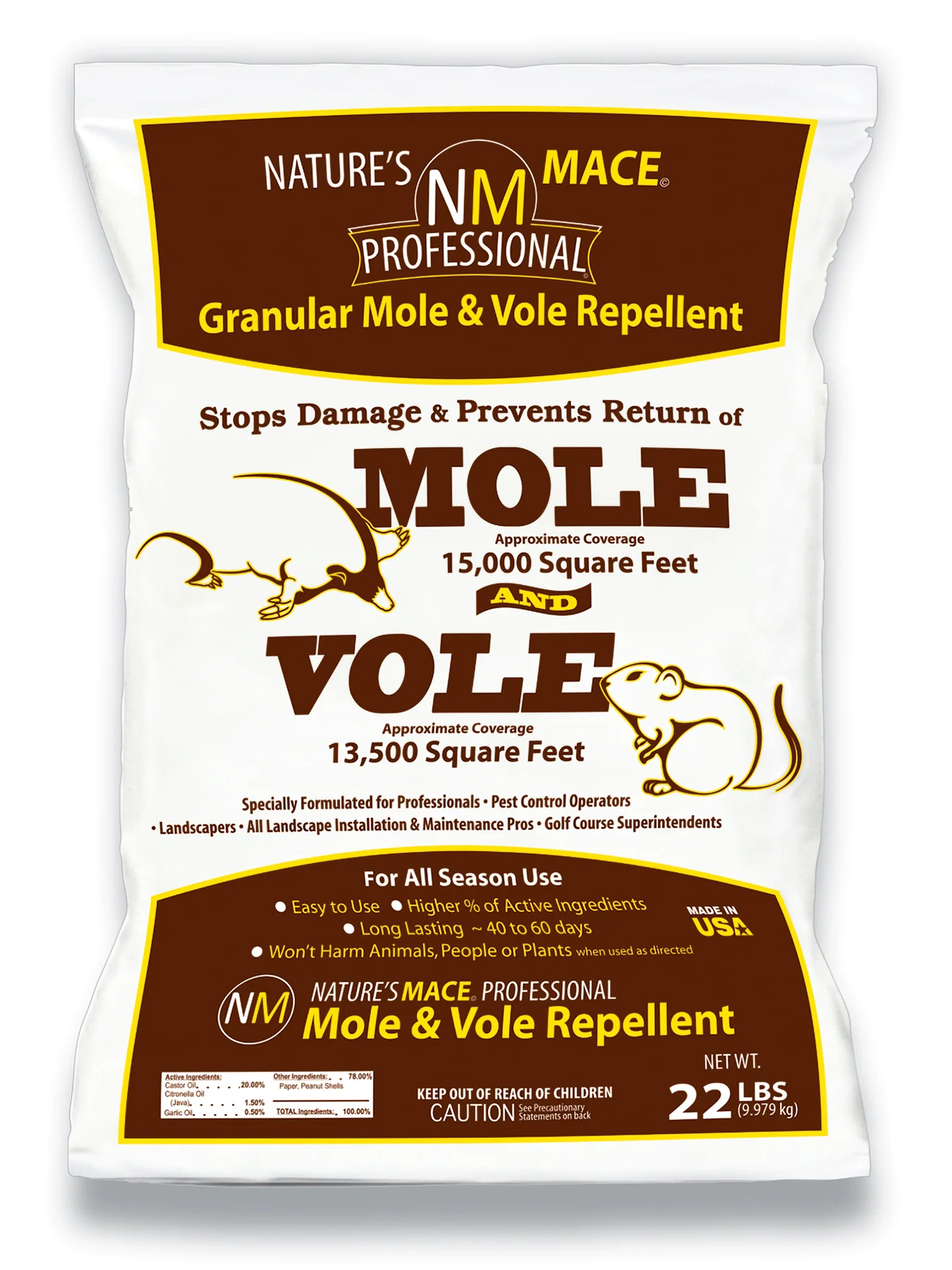 Nature's MACE Pro Mole & Vole Repellent 22lb Bag